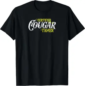 Menswear 100% Cotton Natural Short-Sleeve Round Neck Fashion Unisex T-Shirt, Funny Vintage Sugar Momma Lover Proud Mature Cougar Tamer Design