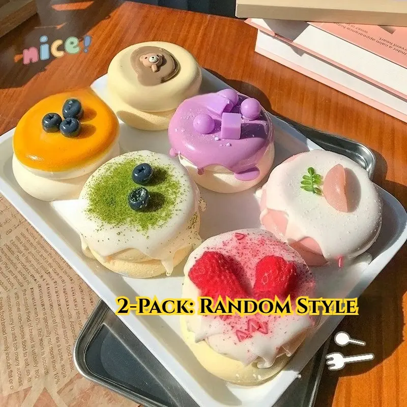 Cute Simulated Cake Souffle Squishy Toys 2-Pack, Kawaii Soft Squeeze, Kawaii Squishy, Squishies Slow Rising, Squishy Strawberry Cake, High-Realistic Dessert Play Food, Super Soft Slow Rising Fidget for Adults Kids, Anxiety Stress Relief Birthday Idea