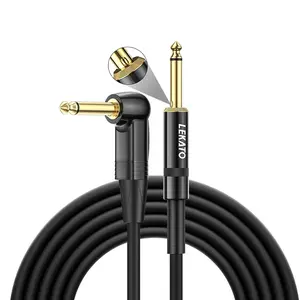 LEKATO Audio Cable with Mute Button Instrument Cable 20 ft Guitar Cable for Electric Guitar Bass Professional Electric AMP Cord with Dual Mute Plug Ends 1/4" Right Angle to Straight Plug