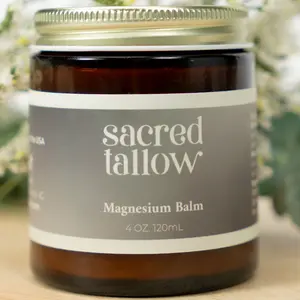 Magnesium Balm 4 OZ - 100% Grass-Fed & Organic Handcrafted in the USA - Heal Dry Cracked Skin Naturally, Moisture Protect Body Care
