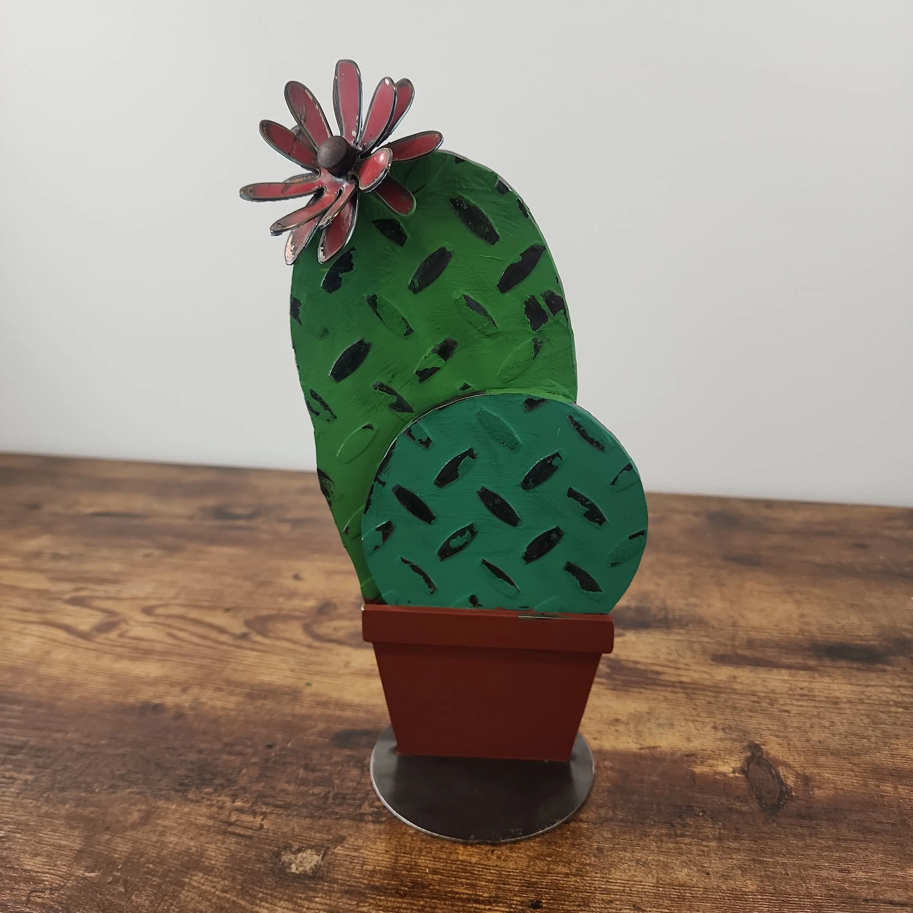 Decorative Metal Cactus With Bloom Decor