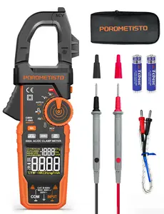 POROMETISTO CM06 Smart Clamp Meter Digital Multimeter, True-RMS 600A, NCV Amp Voltage Tester for AC/DC Current/Voltage, Inrush,Temp, Capacitance, Resistance, Frequency, Diode Test, Continuity with Color Screen  wire live