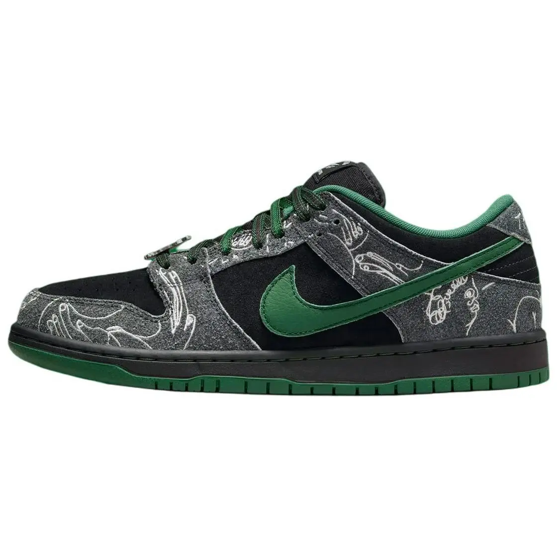 Nike SB Dunk Low There Skateboards Skate Shoes Unisex Black Gorge Green-Summit White HF7743-001