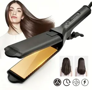 Dual Voltage 2-in-1 Hair Styling Professional Straightener with Evenly Distributed Heat US Plug LCD Display for Salon & Barber Shop Hair Straighteners Winter Gift Valentine’s Day Gift Ceramic Curling Iron with Adjustable Heat