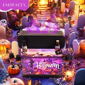 Halloween Essential Oils Diffuser Set, 7 Color Changing Aromatherapy Oils, Long-Lasting Scent, Home Decor & Gift Box Included