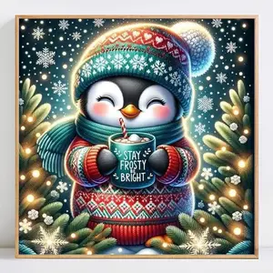 Penguin Pattern DIY Diamond Arts Colorful Painting Kit without Frame, DIY 5D Diamond Arts Colorful Painting Kit, Wall Art Decor for Home