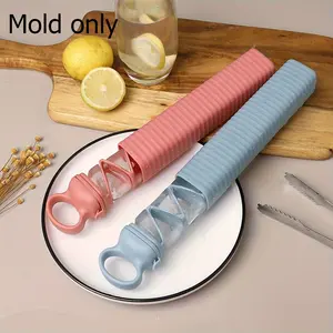 2pcs Creative Pull-Out Silicone Ice Tray, Long Strip Ice Cube Mold, Portable Quick Freezing Ice Box for Home Kitchen DIY Ice Making, Ice Molds, Ice Cubes Maker