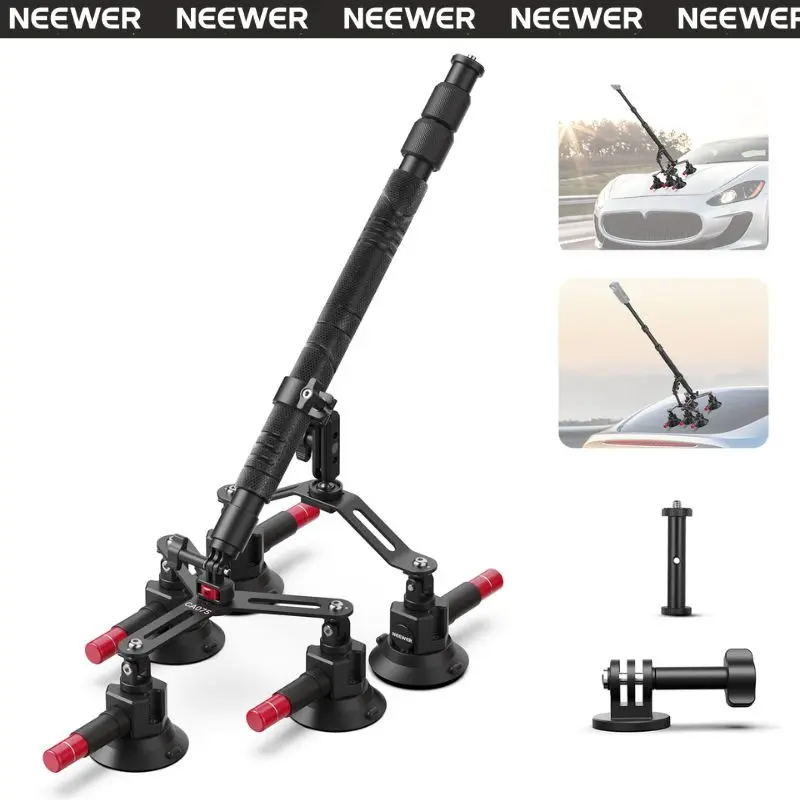 NEEWER CA075 2026 Upgrade 5-in-1 Suction Car Mount Kit, Windshield Suction Mount for GoPro, DJI Osmo   Action, Insta 360, for POV Driving, Filming & Content Creation,   Quick Release with Invisible Selfie Stick