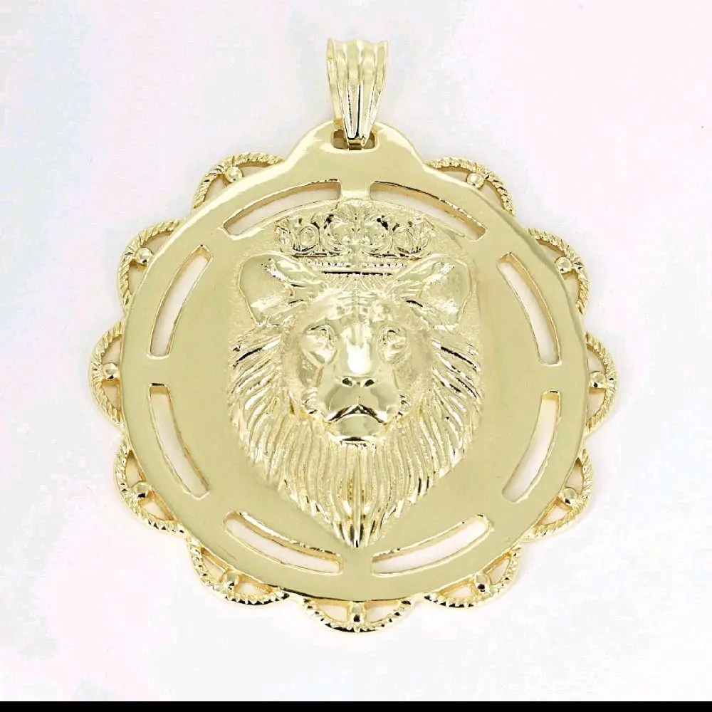 14k Plated Lion Head Pendant with Crown Design for Men and Women 14k Plated Lion Head Pendant with Crown Design for Men and Women