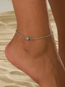 Boho Style Imitation Turquoise Anklet, Fashionable Casual Jewelry Gift for Women, Perfect for Daily Wear & Party Accessories