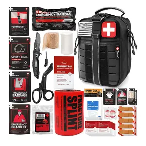 Survival First Aid Kit with Israeli Bandage, Chest Seal, Tourniquet, Splint, Tactical Military Combat Molle IFAK for Wound Care, Bleeding Control, Trauma Hemorrhage and More
