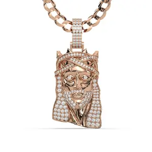 Men's Rose Gold VVS Lab Grown Diamond Customizable Jesus Necklace Pendant - TikTok