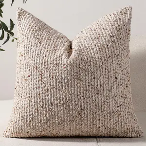 22x22 Beige Throw Pillow Cover Textured Boucle Striped Chic Morden Boho Accent Farmhouse Square Decorative Couch Pillow Cover for  Decor Bed Sofa Living Room