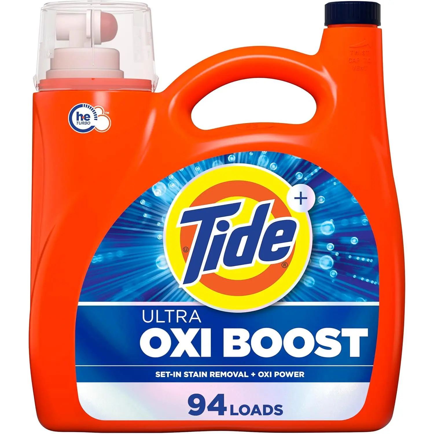Tide Ultra Oxi Boost Concentrated Liquid Laundry Detergent (Procter & Gamble), Large Bottle Home Care Cleaner, 132 fl oz (94 Loads), 10x Cleaning Power, Built-In Pre-Treaters, Fresh Advanced Stain Remover for Vibrant Clothes, Procter &Amp; Gamble