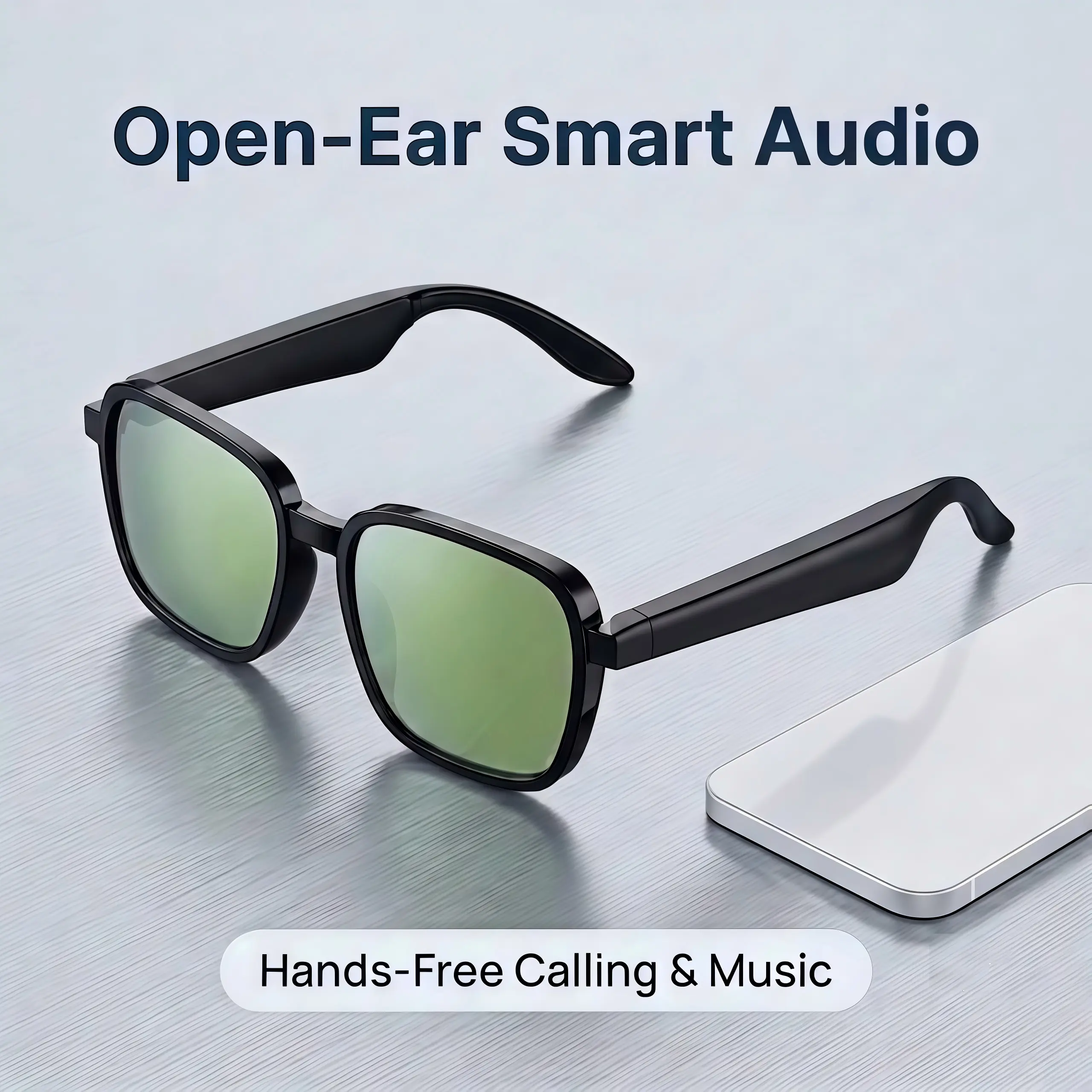 Sohochic Smart AI Audio Glasses - Open-Ear Wireless Bluetooth Device with Built-in Battery, HD Quality, Hands-Free Voice Calls, Music Playback, Wearable for Driving, Daily Use (Unisex)