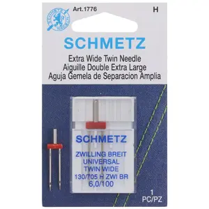 Schmetz 1776 Twin-Triple Needle, 6.0mm Size, 100-Pack Sewing Needles