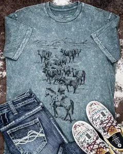 Open Range Boyfriend Tee in Stone Gray Mineral Wash