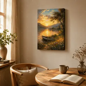 Lake Sunset Canvas Wall Art, Nature Landscape Poster Print, Scenic Wall Decor, Canvas Poster, Wall Art Prints for Living Room Bedroom Dining Room Office Entryway, Unframed Canvas Poster or Framed Canvas Wrap