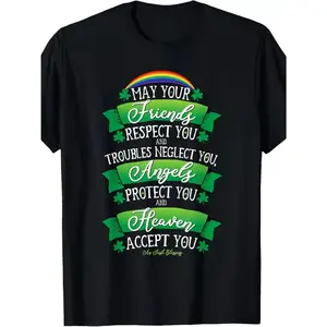 Vintage Men'S St Patrick'S Day Irish Blessing T Shirt Retro Celtic Good Luck Charm Graphic Tee Featuring Irish Saying Ideal For Casual Outings Pubs And Parades Unisex Regular Fit Couples T Shirts