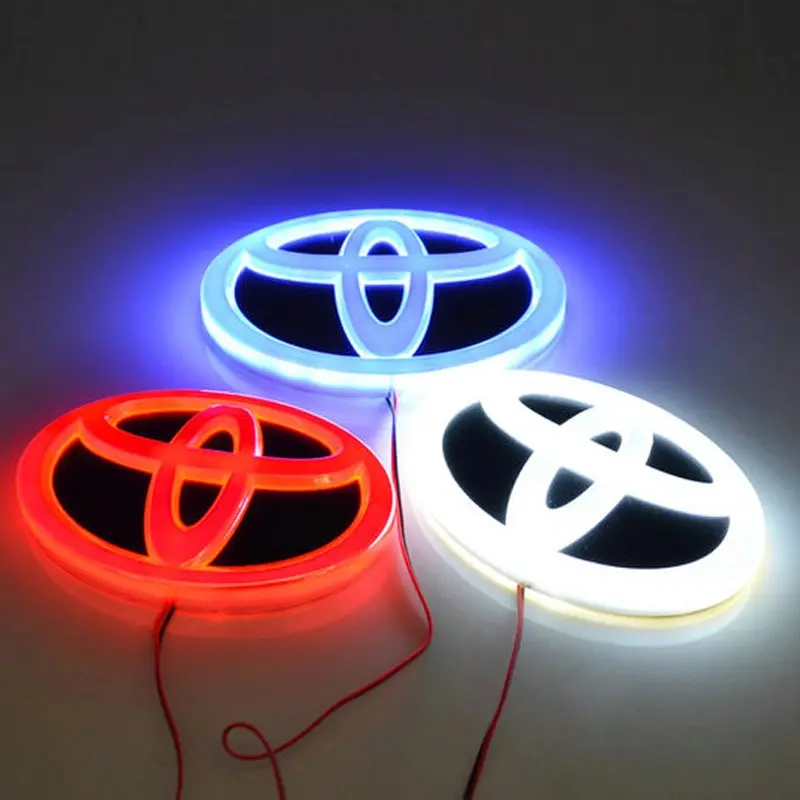 4D LED Luminous Emblem Replacement, Automotive Decoration Auto Accessories for Toyota Corolla, Yaris, Prado, Camry, RAV4, Stylish OEM Vehicle Decoration Car Accessory Modification Part
