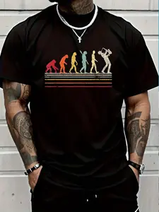 100% Cotton Funny Saxophone TShirt Retro Vintage Evolution Of Man Shirt T-Shirt Women's Men's Graphic Tee Crew Neck summer vacation Tops