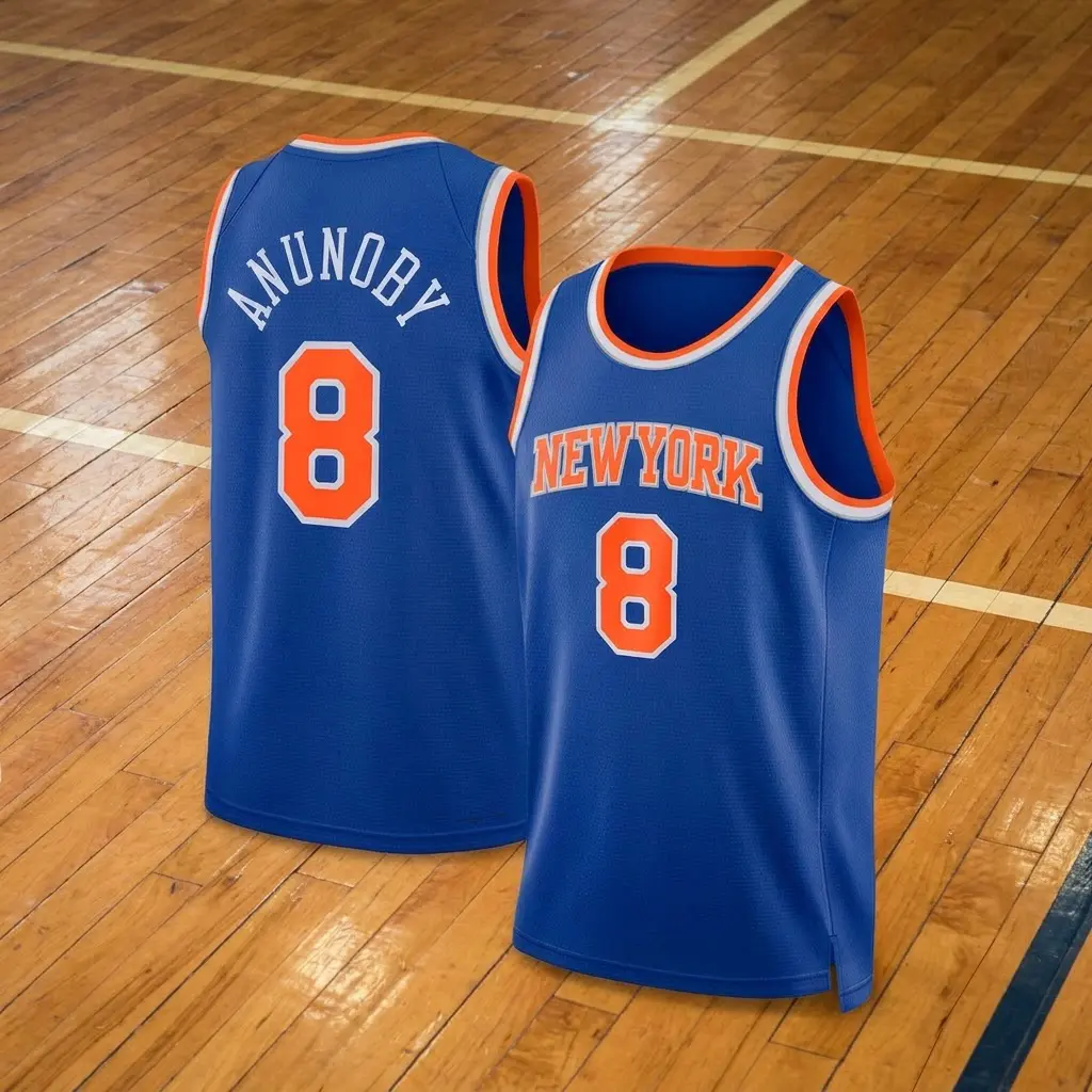 Men's Blue Basketball Jersey NO.8 Anunoby, Basketball Sports Jersey Breathable Unsex Tank Top Retro Classic Fan Edition Sports Shirt Gift Sporty Sports