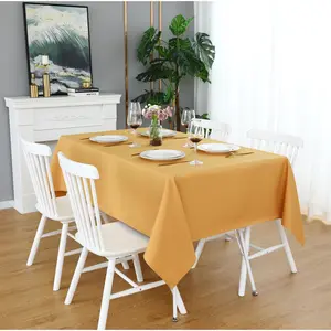 Gold Rectangle Tablecloth Wrinkle Free Waterproof Polyester Table Cloths Spillproof Heavy Duty and Washable Table Cover for Party, Banquet, Indoor and Outdoor-Square/Rectangular