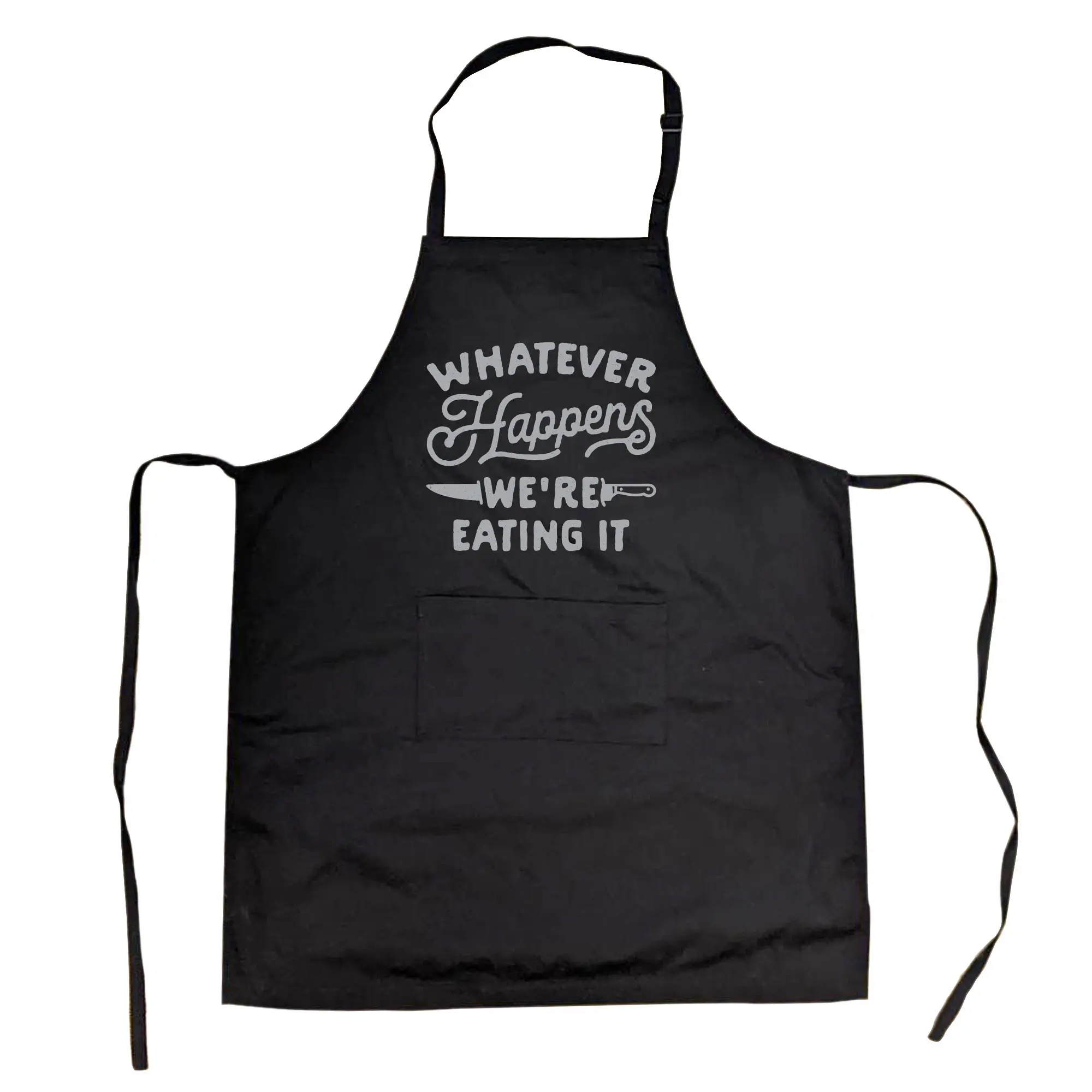 Cookout Apron Whatever Happens Were Eating It Grilling Baking Kitchen Chef Gift Funny Aprons Adjustable Household Items Graphic Print Funny Food Cover Grilling Apparel for Men Black