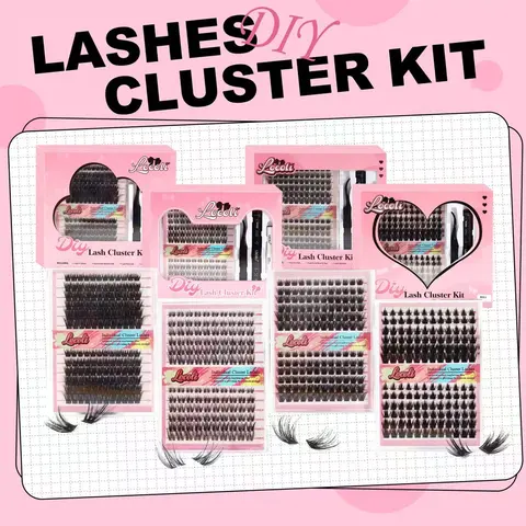 LOCOLI Cosmetic DIY Lash Kit Bundle - Beginner-Friendly Adult Self-Grafting Eyelash Extensions Set with Cartoon & Nature-Inspired Fluffy Cat/Coco/Fox Lashes, Tweezers, Glue, Waterproof Remover