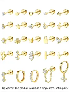 Hypoallergenic Earrings Set for Sensitive Ears, Stainless Steel Earrings for Women, Dainty Flat Back Studs & Hoops for Multiple Piercings