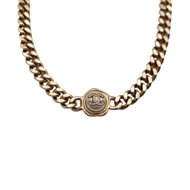 Pre-owned CHANEL 22S Double C Button Choker Necklace AlloyP216954861