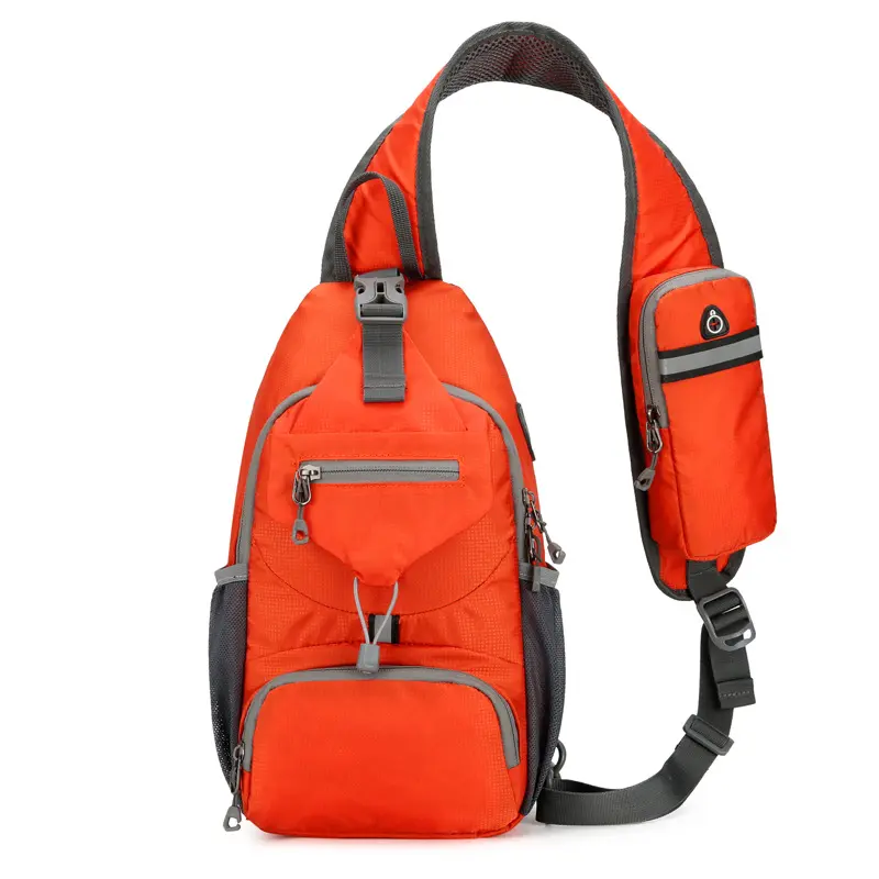 Cycling Travel Chest Bag with Multiple Pockets & Wired Headphone Jack Design Single Shoulder Bag Lightweight Waterproof Sports Crossbody Bag for Travel & Sports
