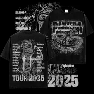 [MetalStyle] Pantera 2025 European Tour Retro Unisex 100% Heavyweight Cotton T-Shirt – 90s Records Rock Cotton Tee, Groove Metal Rock Band Shirt, Oversized Vintage Tee, Heavy Metal Merch, Gift for Rock Fans