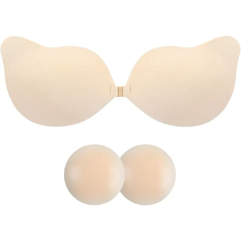 Women's Silicone Stick-On Push-Up Underwear - Strapless Wing, Mesh Surface, Soft Breathable, Seamless, Secure Hold, Multi-Size, Reusable, Lightweight, Wrap Style, Sexy - Fits Halter, Deep V, Backless Tops - Line Dry