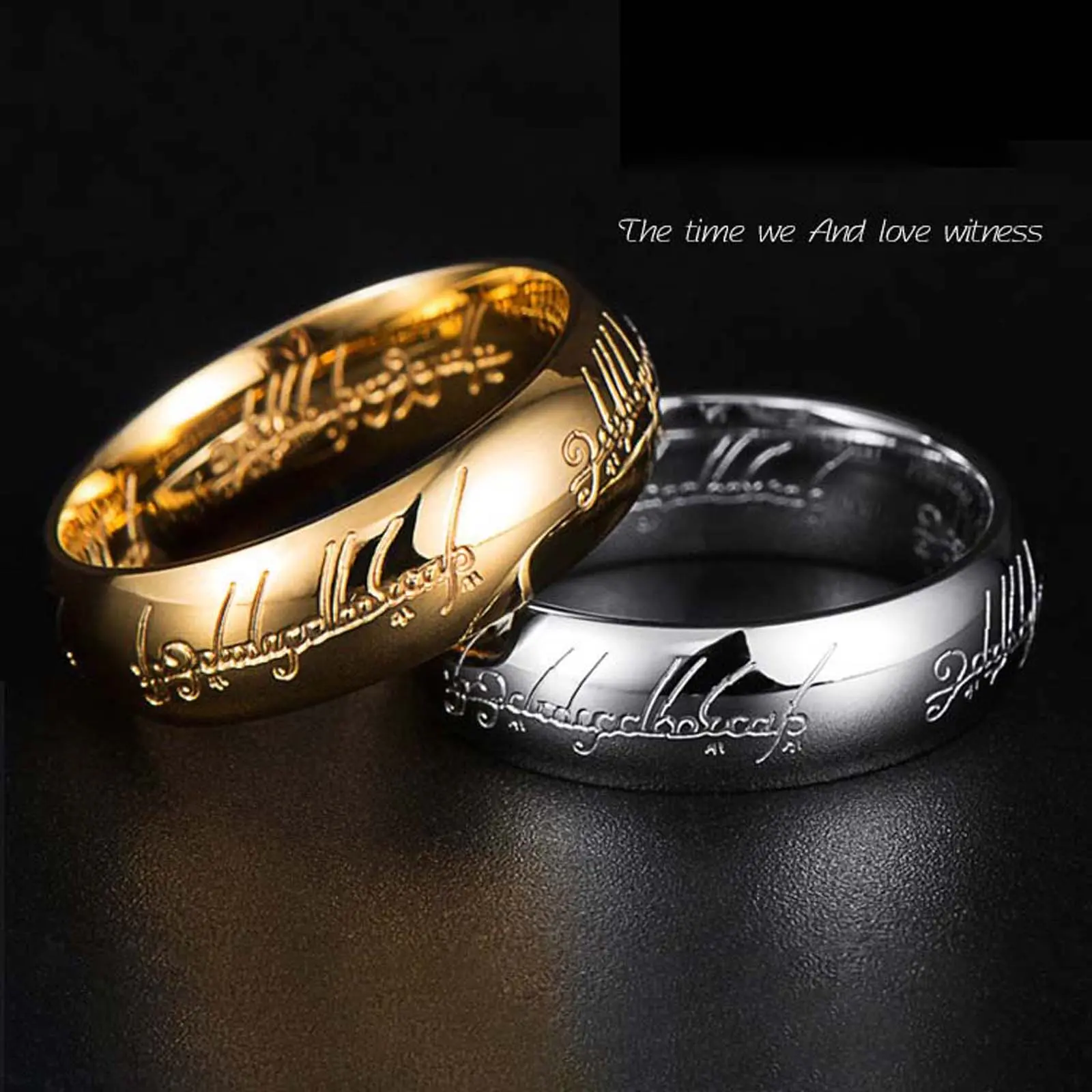 Men's Stainless Steel Polished Golden-Silver Artificial Gemstone Band Ring - Subtle Engraving, Scratch Proof, Sleek and Modern Accessory, Casual Unisex for Minimalist Outfits, Ideal for Daily Matching, Subtle Engraving Detail