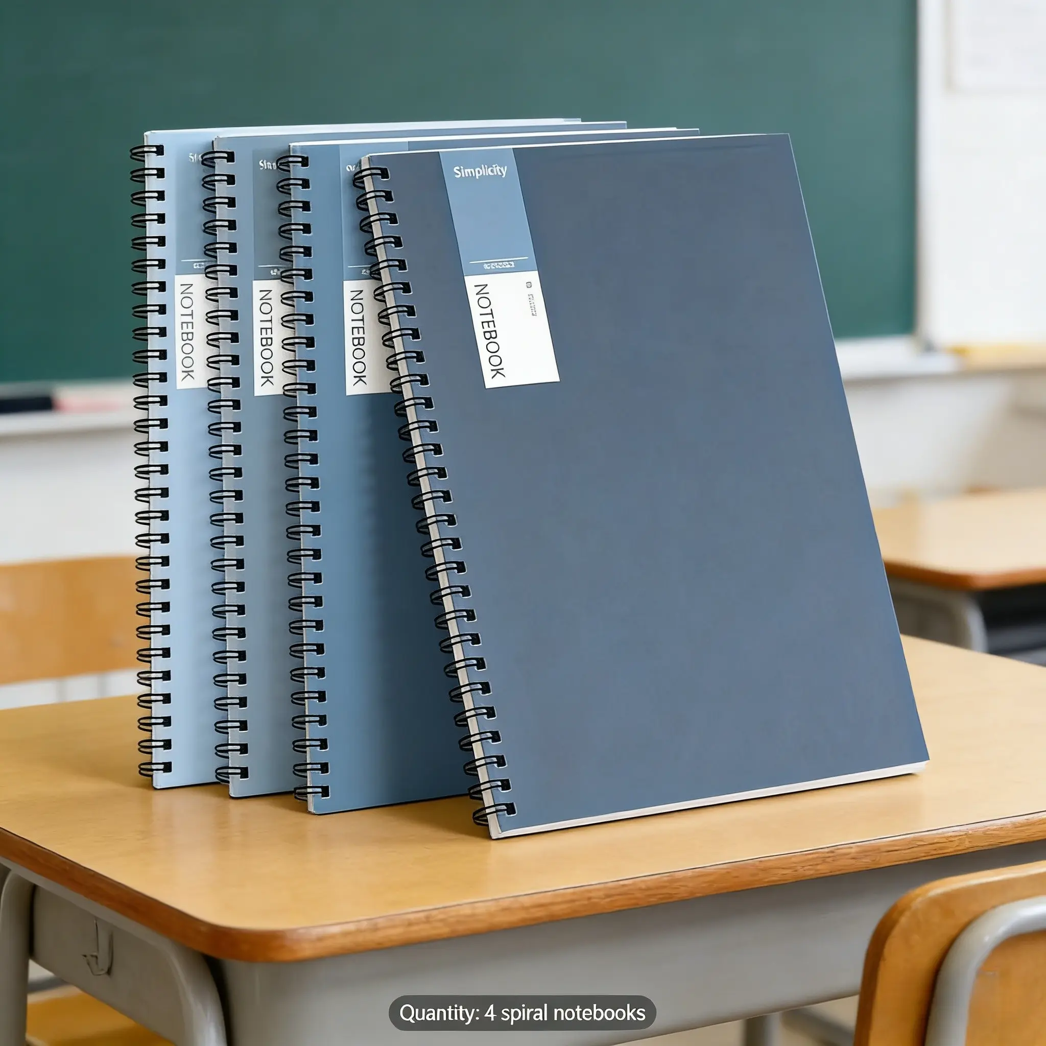 4-Pack A5 Spiral Notebooks Gradient Blue Series, Ideal for Students & Office Use, Durable Writing Notebook Set, Writing Stationery, School Study Supplies, Spiral Coil Notebook, Notebook for Work
