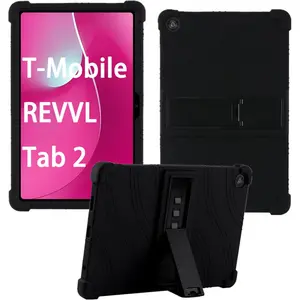 HminSen Case for T-Mobile REVVL Tab 2 Tablet 10.1 Inch 2025, Kids Friendly Soft Silicone Adjustable Stand Cover for T-Mobile REVVL Tab 2 5G 10.1" Tablets (Black)-USA