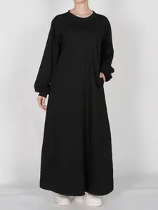Women's Long Hoodie Modesty Abaya Dress with Pockets, Casual Loose-Fitting Design, Comfortable Daily Wear, Perfect for Spring & Fall Seasons