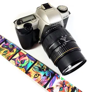 Psychedelic Cat Camera Strap - Colorful Cat Camera Strap - Double Padded