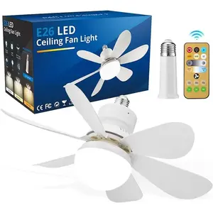 Ceiling LED Fan Light Intelligent Dimming 360 Rotating Fan Bulb E27  Ceiling Fan with Light and Remote 42cm 52cm