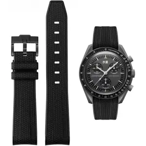 Bands for Moonswatch Watch Rubber for Omega x Swatch MoonSwatch 20mm Rolex Seiko Watch Silicone Men with Stainless Steel Replacement Bracelet Original Bracelet Omega x Swatch MoonSwatch Speedmaster-USA