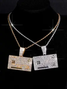 Hip-Hop Trend Credit Card Pendant Stainless Steel Statement Necklace, Sparkling Blingbling Jewelry Accessory for Men Women, Daily Wear All Seasons Wear Punk Style