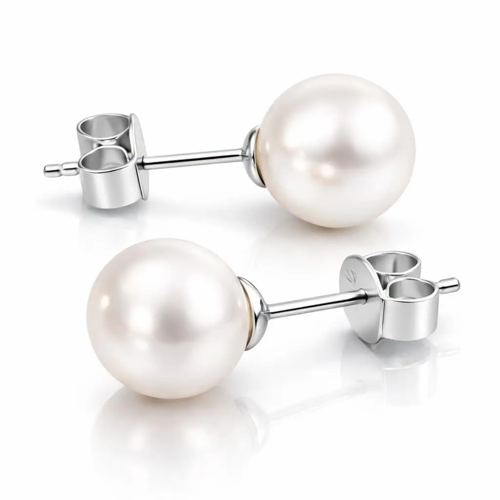 6mm AAA+ Cultured Freshwater Pearl Stud Earrings, 925 Sterling Silver, Rhodium-Plated, Hypoallergenic Jewelry
