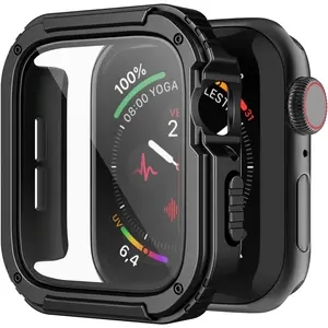 BASIC SUPPLY for Rugged Apple Watch Case 46mm Series 10 with Screen Protector, Durable Military Grade Quattro Pro Series Drop-Proof Protective Cover Full Coverage Bumper for Men iWatch Protection Tempered fashion watch accessory Wearable Army Green