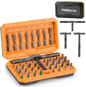 THINKWORK 42 in 1 Ratchet Screwdriver Set, Magnetic Bit Screwdriver Set With Detachable Ratchet Handle, Repair Tool Kit for Furniture, Computer, Bicycle and DIY Free Combination, Orange