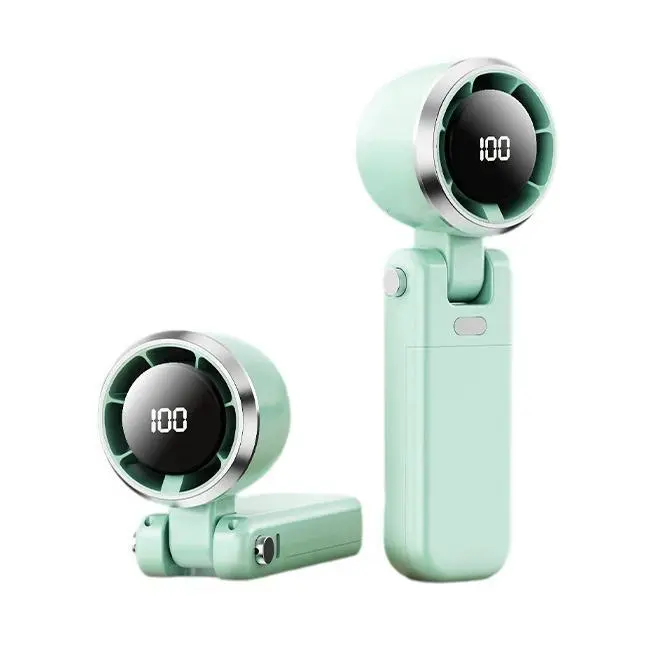Ultra-quiet portable handheld fan with 5000mAh rechargeable battery and adjustable speed from 1-100 for travel and outdoor use