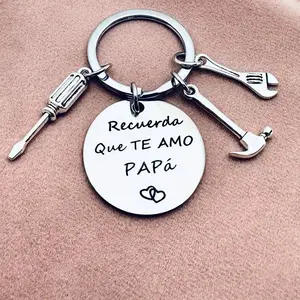 Personalized Father's Day Keychain| "Daddy Is My Hero" & Spanish "I Love You Dad" Gift| Stainless Steel Key Ring with Mini Tools for Husband & Dad
