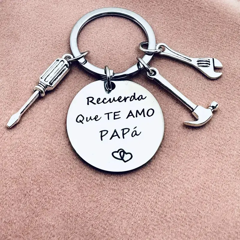 Stainless Steel Tool Keychain Best Father's Day Gift 2026! "Recuerda Que Te Amo Papa" Durable Hammer, Wrench & Screwdriver Design | Trendy Men's Fashion Car Key Accessory