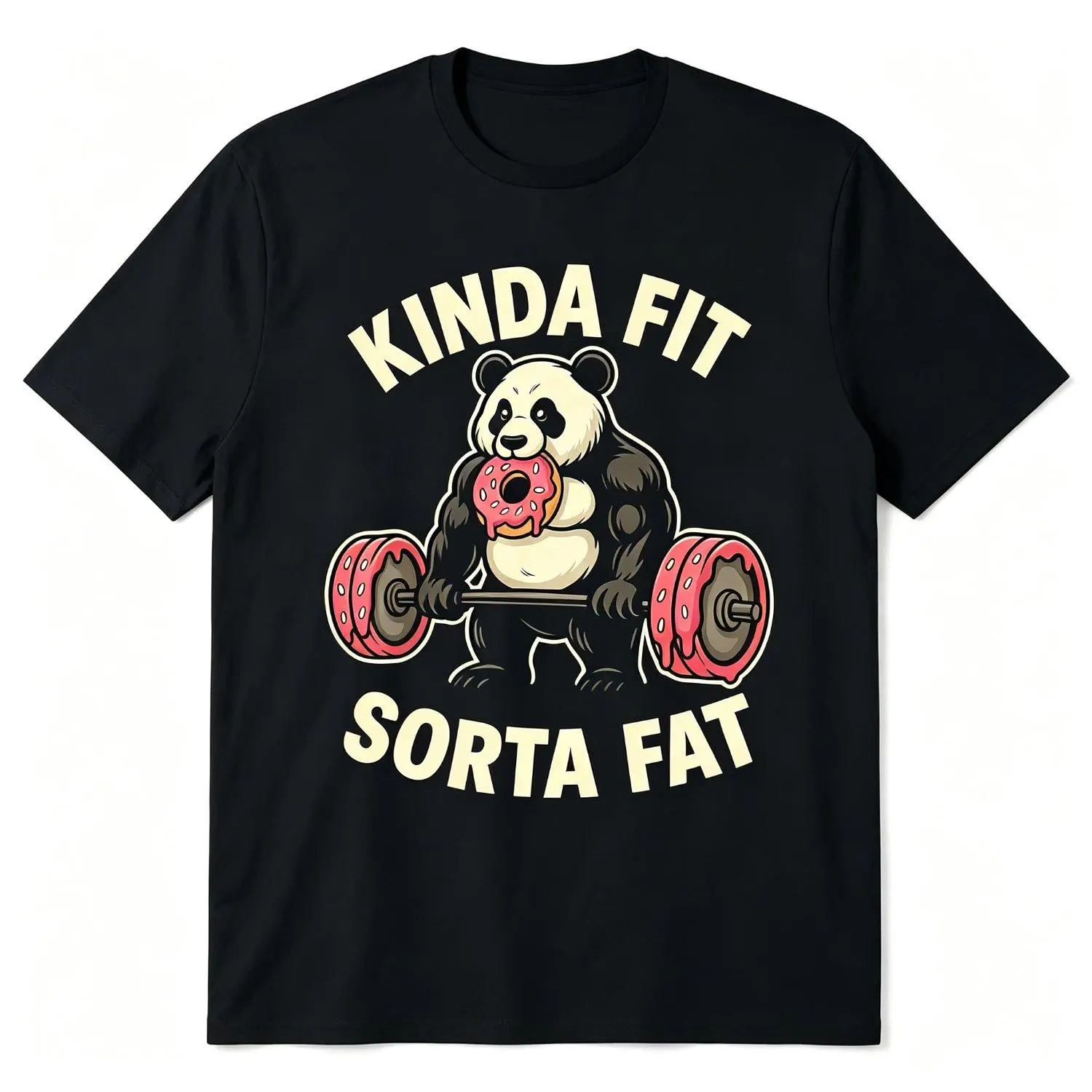 Slightly Fit Slightly Fat Funny Gym Panda Weightlifting Tshirt 100 percent Soft and Comfortable Crew Neck Short Sleeve Ideal All Season Casual Wear