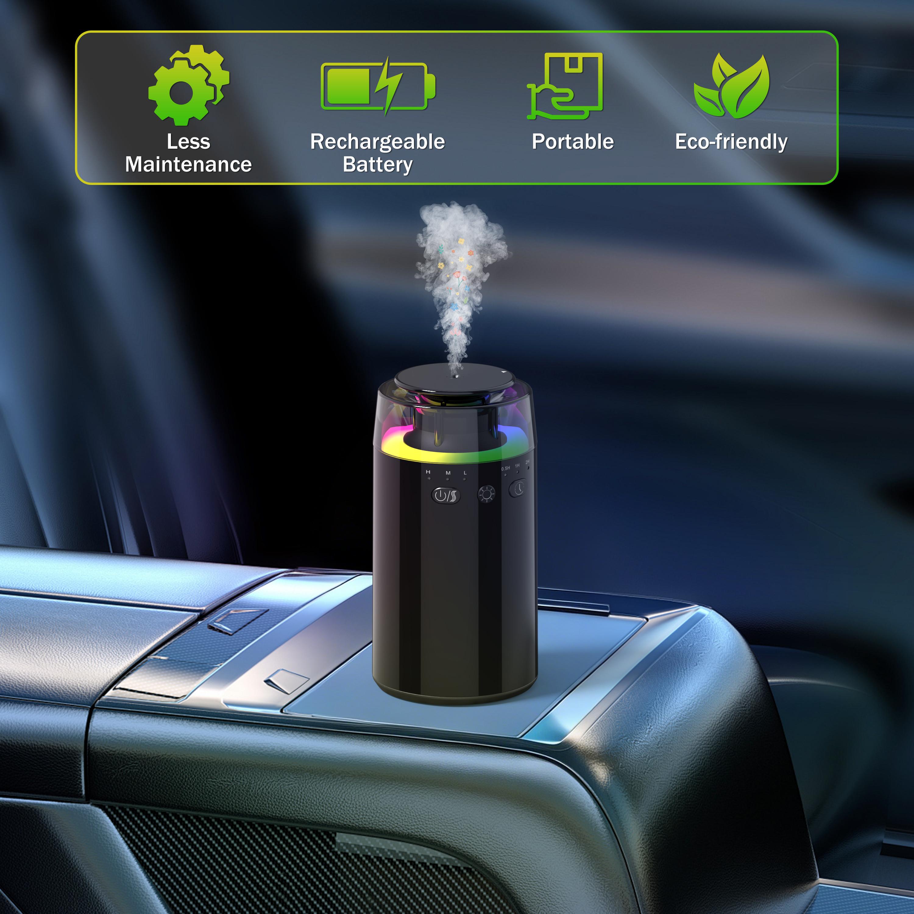 Waterless Essential Oil Diffuser: Battery Mini Scent Air Machine with 8 Bottles of Essential Oils for Home, Room, Car, Office with RGB Colorful Light — Cool Mist Aroma Machine